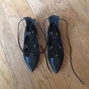 Topshop black lace up flats